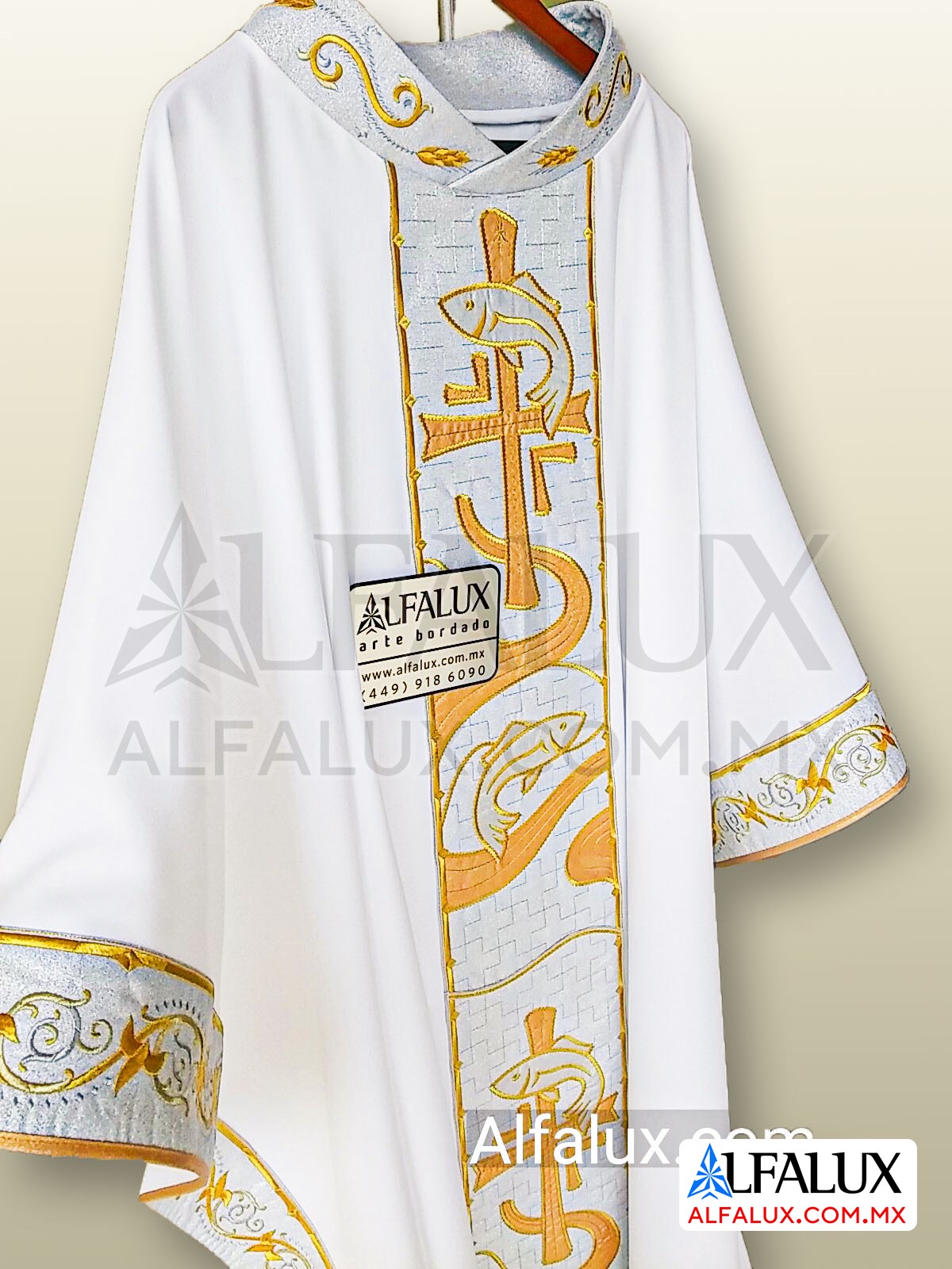 22 PECES Alfalux Casulla Blanco Plata Laterales ClloBord 22